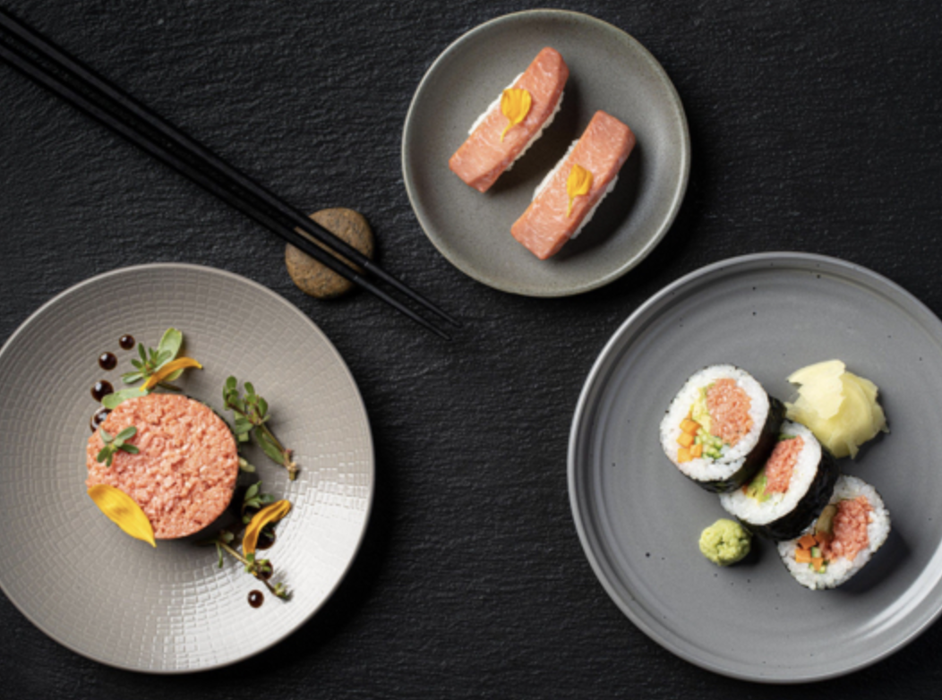 3 dishes made with cultivated tuna